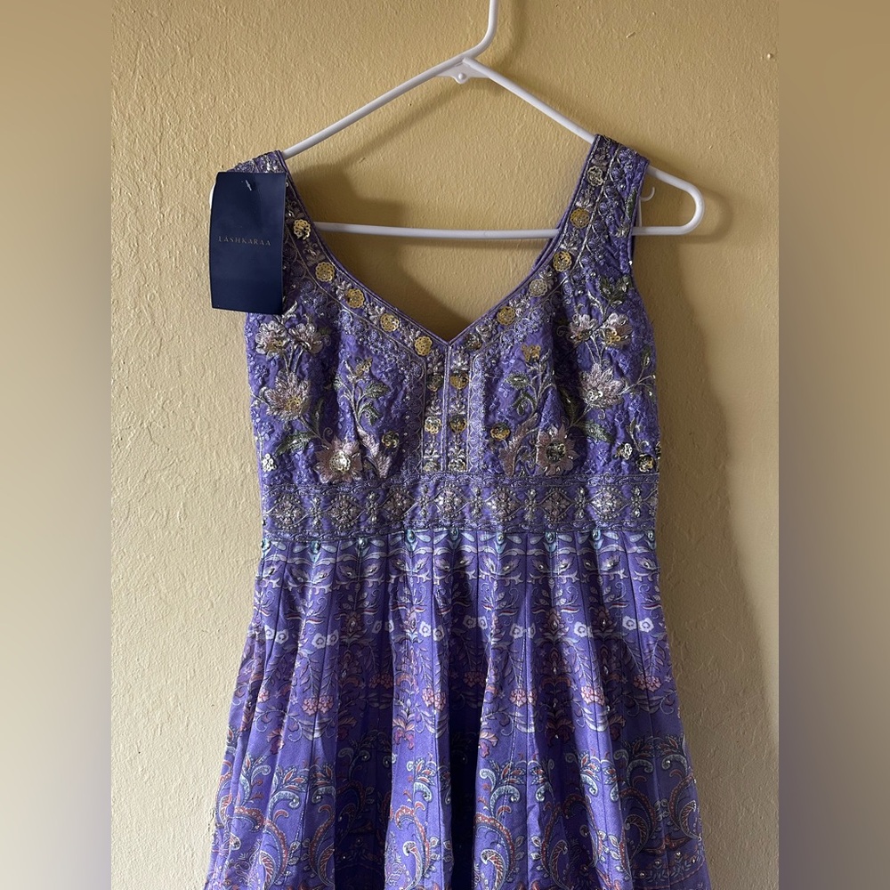 Lashkaraa Lavender Printed Silk Anarkali